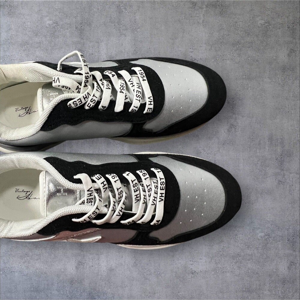 Vintage Havana Lace Up  Womens Sneakers Casual Shoes Grey Silver White